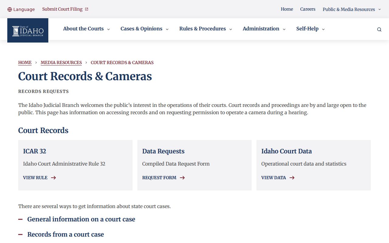 Caribou County criminal court case access options