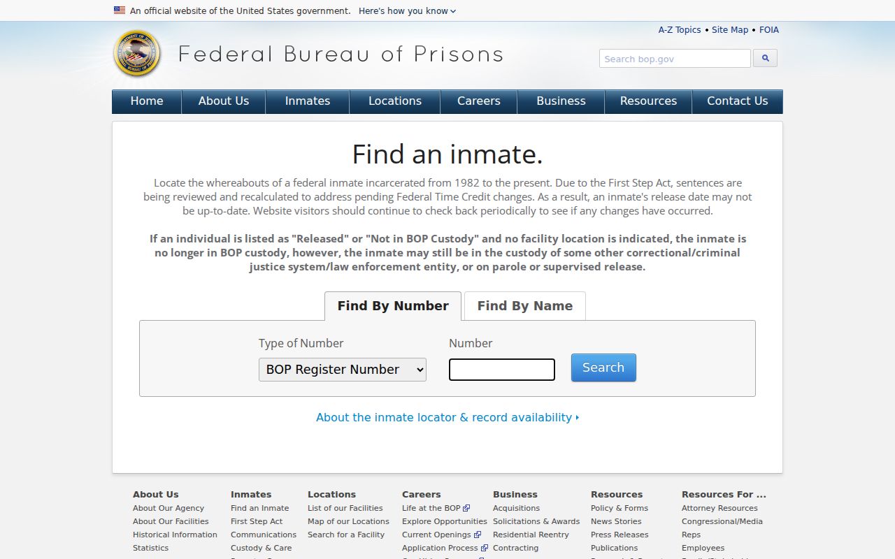 Caribou County criminal history federal inmate locator