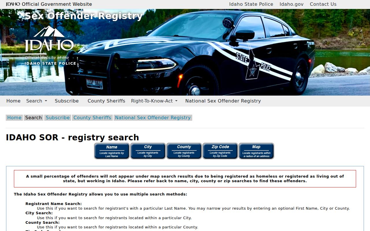 Caribou County sex offender county registry filter